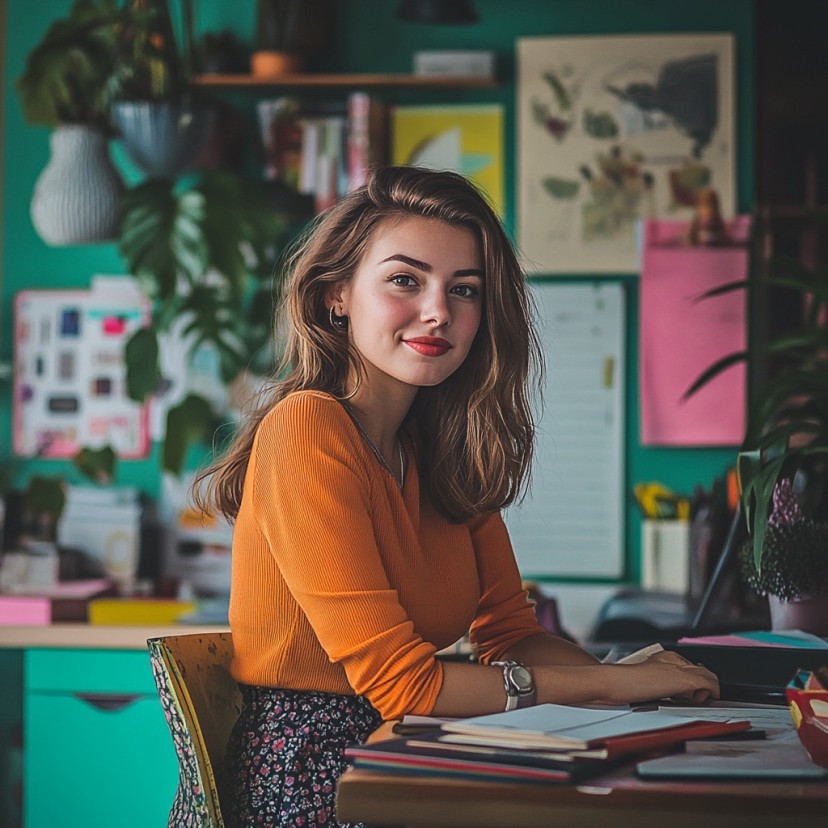 Marketing medewerker creatief bezig met het uitschrijven van haar ideeën.